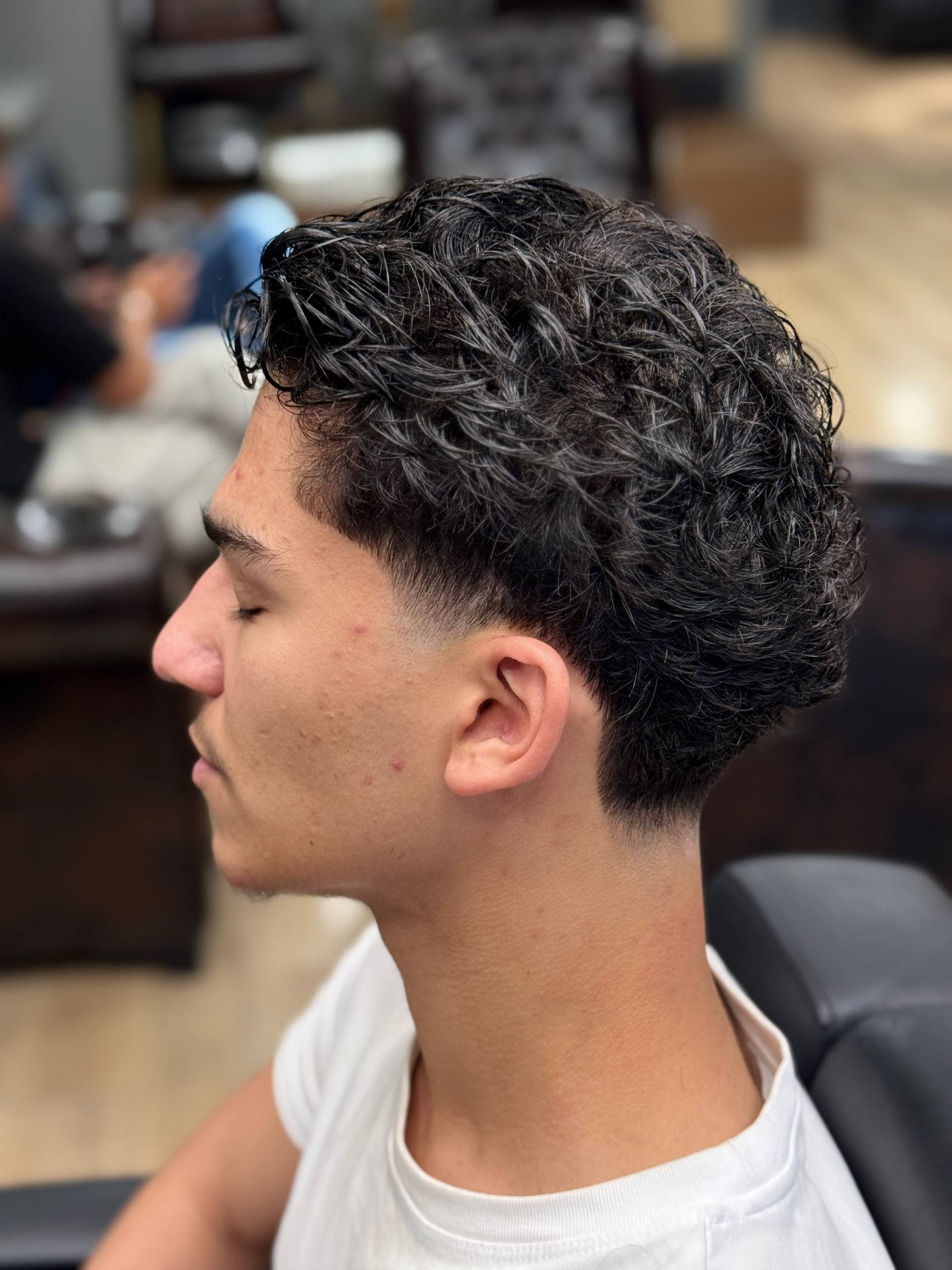 Low fade with clean temple transition